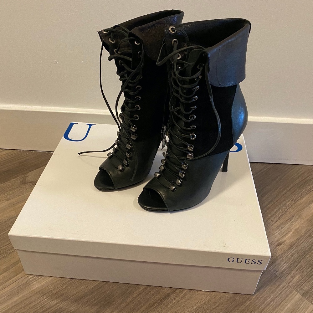Guess black leather boots